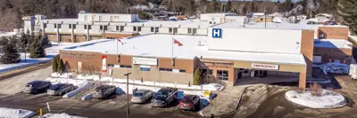 an aerial photo of South Muskoka Memorial Hospital in the winter